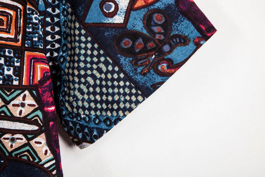 Herren Kurzarmhemd mit einzigartigem Grafikdesign und stilvollen Taschen EB