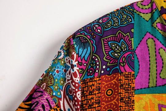 Herren Kurzarmhemd mit buntem Patchwork-Design EB