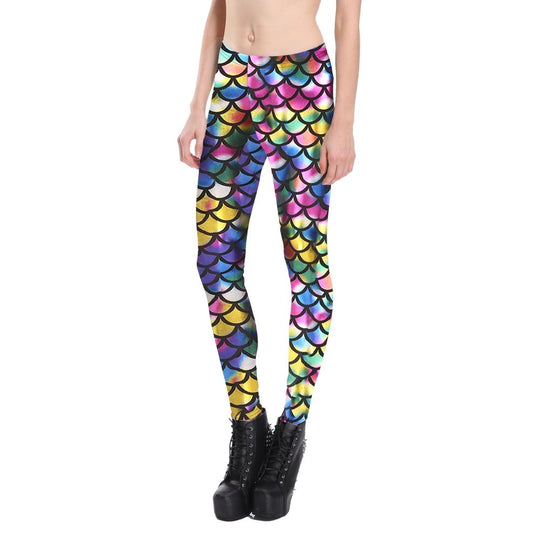 Damen Leggings mit schimmerndem Schuppenmuster EB