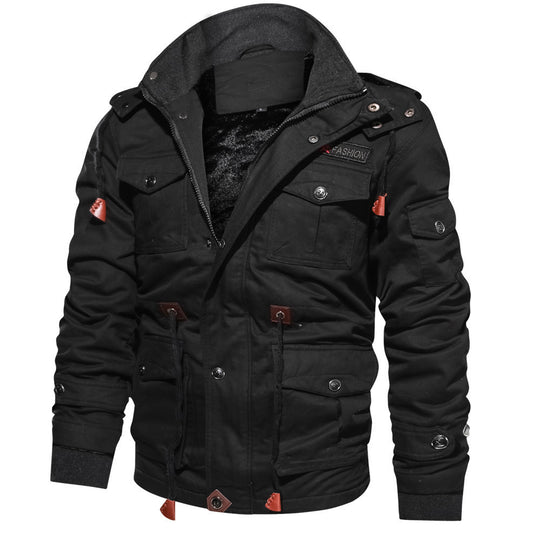 Herren nan gefütterte Utility-Feldjacke mit weichem Teddyfutter, integriertem Kragen, Kordelzugtaillierung und Mehrzwecktaschen EB