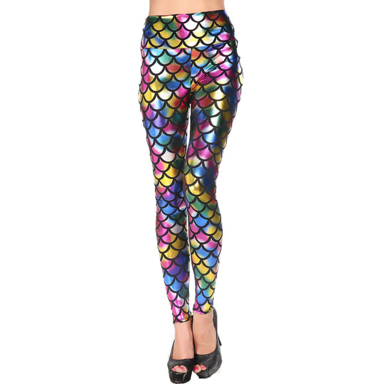 Damen Leggings mit schimmerndem Schuppenmuster EB