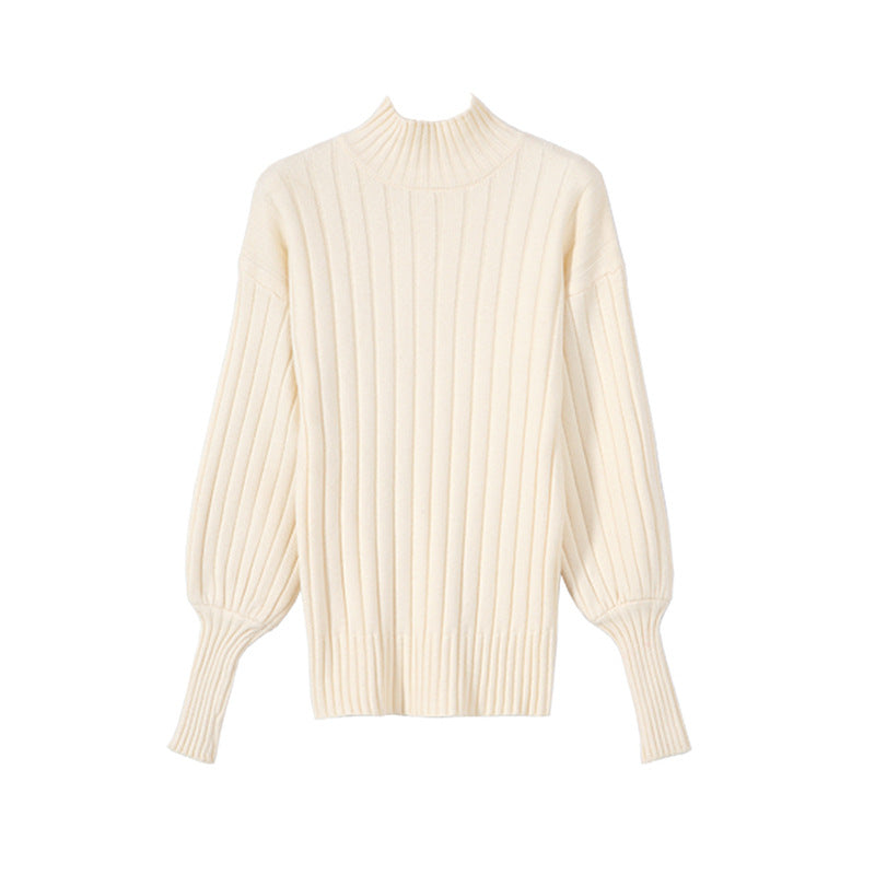 Damen Grobstrickpullover mit hochstehendem Kragen und strukturiertem Design EB