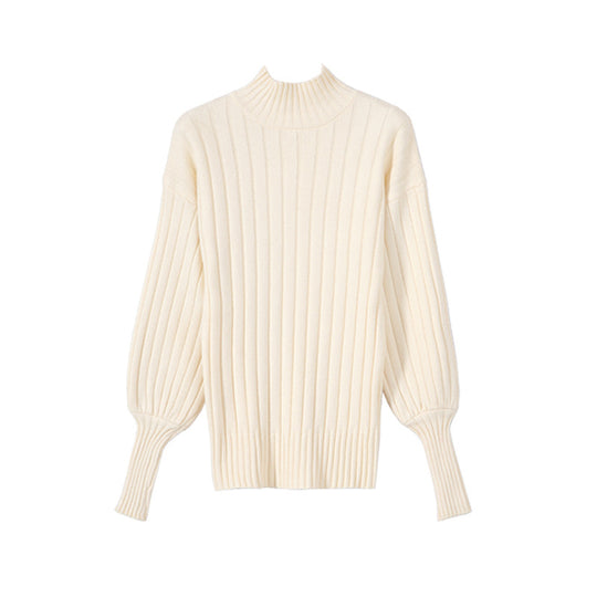 Damen Grobstrickpullover mit hochstehendem Kragen und strukturiertem Design EB