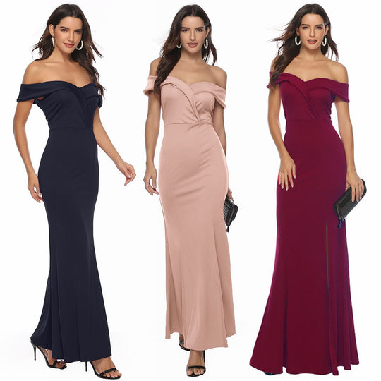 Damen Abendkleid mit schulterfreiem Design EB