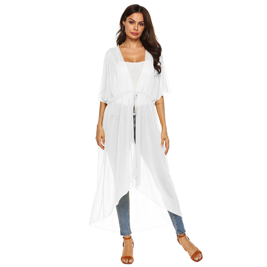 Damen eleganter, transparenter Strandkimono EB