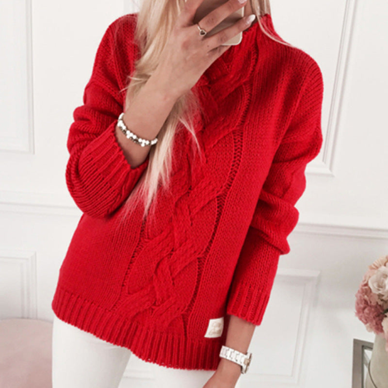 Damen Grobstrickpullover mit elegantem Zopfmuster und lässigem Schnitt EB