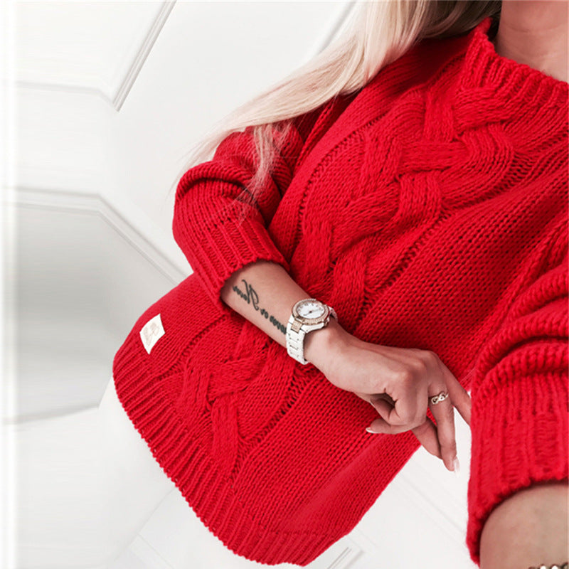 Damen Grobstrickpullover mit elegantem Zopfmuster und lässigem Schnitt EB