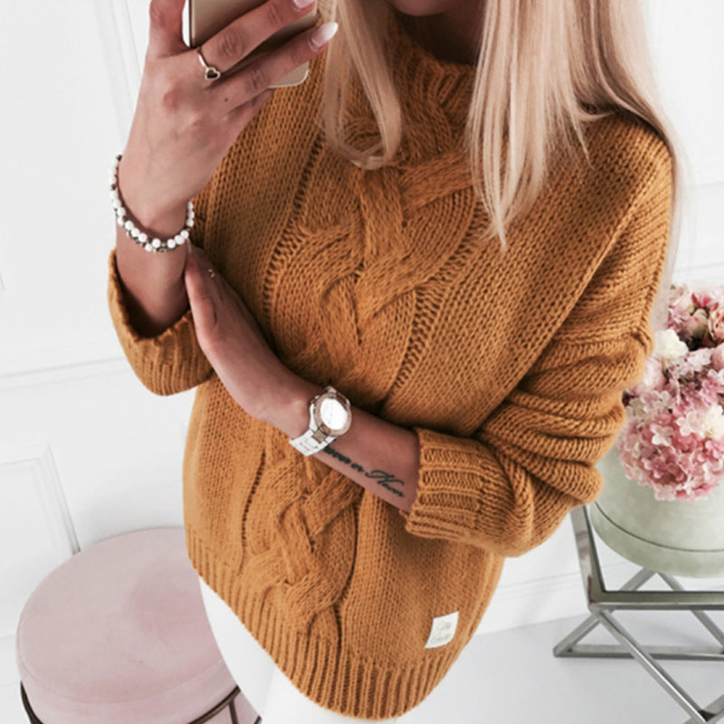 Damen Grobstrickpullover mit elegantem Zopfmuster und lässigem Schnitt EB