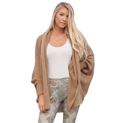 Damen Großer Strickcardigan mit voluminösen Ärmeln und elegantem Maschenmuster EB