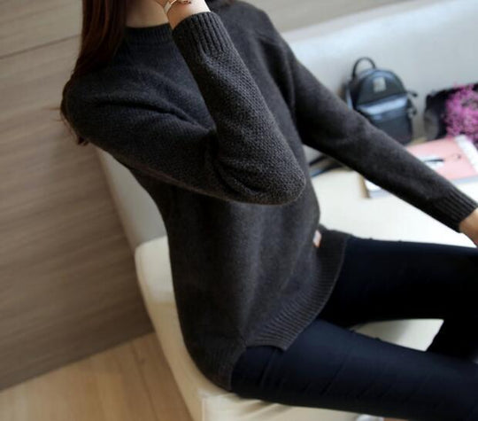 Damen eleganter Strickpullover mit strukturiertem Gewebe EB