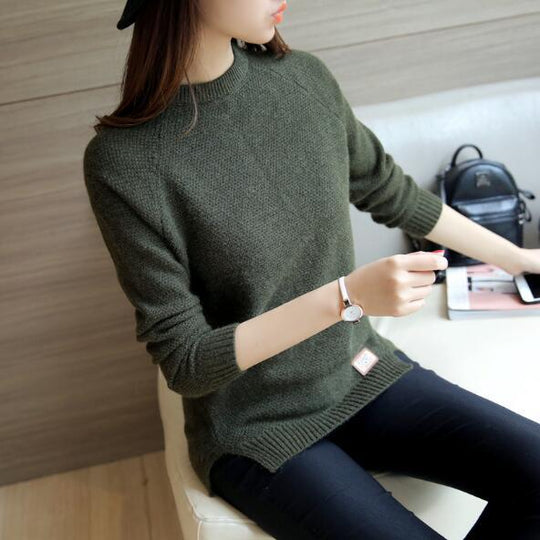 Damen eleganter Strickpullover mit strukturiertem Gewebe EB