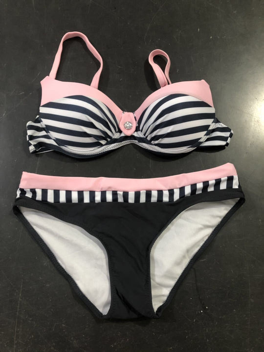 Damen Bikini-Set mit formgebendem Oberteil und modernem Streifenmuster EB