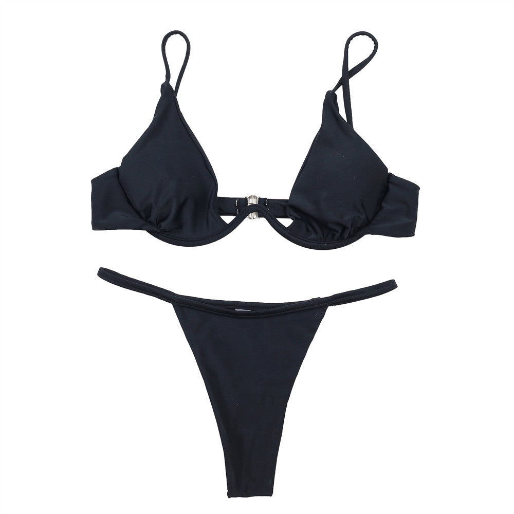 Damen Triangel-Bikini mit schimmerndem Oberteil und verstellbaren Trägern EB