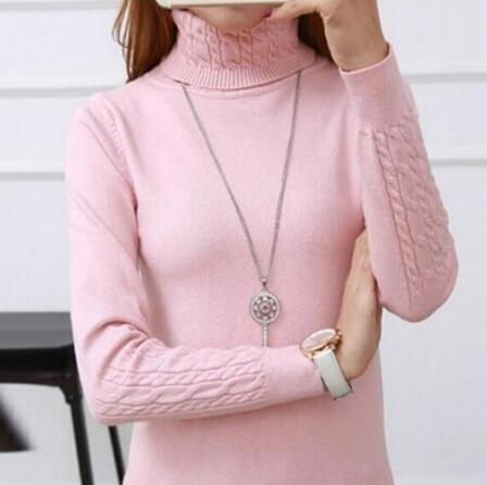 Damen Feinstrickpullover mit hohem Kragen und Zopfmuster EB