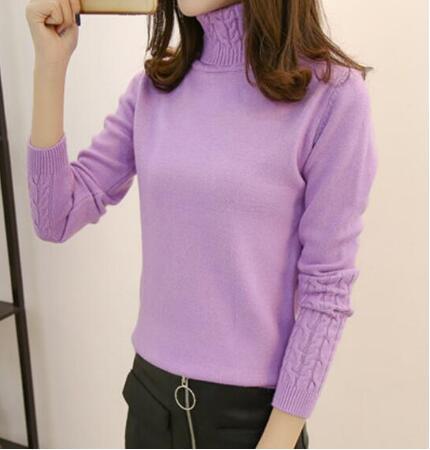 Damen Feinstrickpullover mit hohem Kragen und Zopfmuster EB