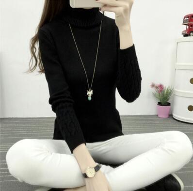 Damen Feinstrickpullover mit hohem Kragen und Zopfmuster EB