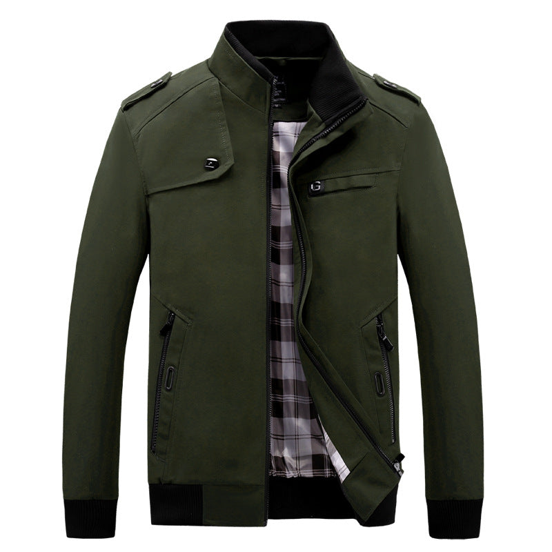 Herren modische Feldjacke mit praktischen Taschen und hohem Kragen EB