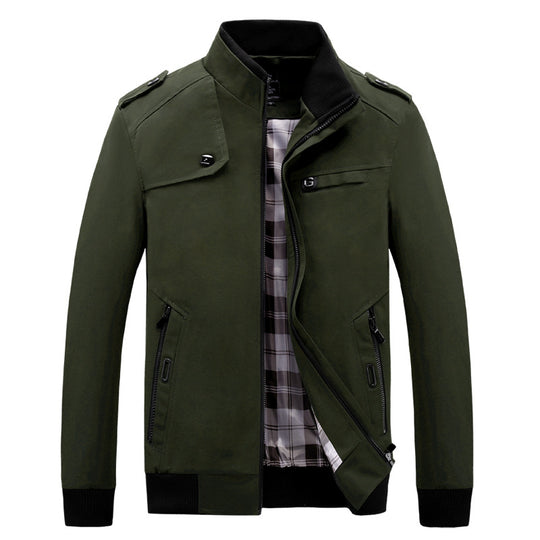 Herren modische Freizeitjacke mit praktischem Taschenlayout und hohem Kragen EB