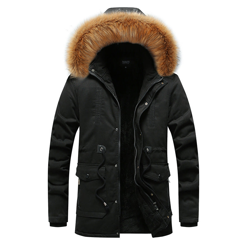Herren modische Parka-Jacke mit abnehmbarer Kapuze und weichem Innenfutter EB