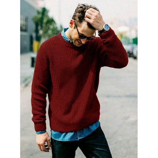 Herren Strickpullover mit Rundhalsausschnitt EB