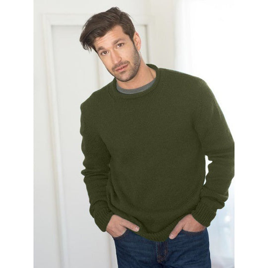 Herren Grobstrickpullover mit Rundhalsausschnitt und strukturiertem Design EB