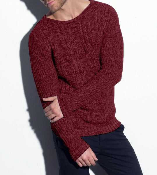 Herren Grobstrickpullover mit strukturiertem Zopfdesign und lässigem Rundhalsausschnitt EB