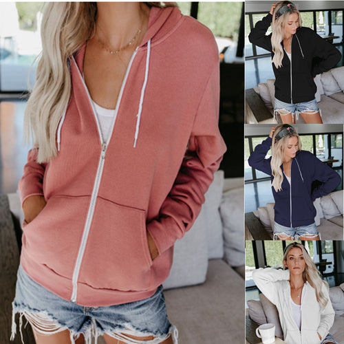 Damen Bequeme Kapuzenjacke mit klassischem Schnitt und praktischen Taschen EB