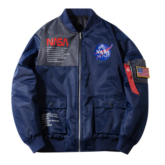 Men's  mission-inspired reflective shell flight bomber jacket with sleeve utility pocket EB