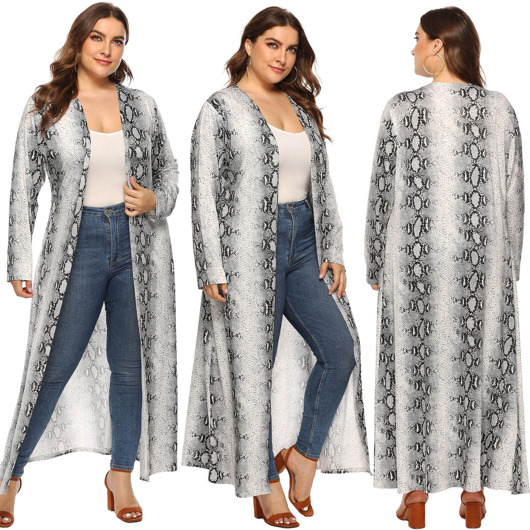 Damen eleganter langer Kimono mit Schlangenmotiv EB