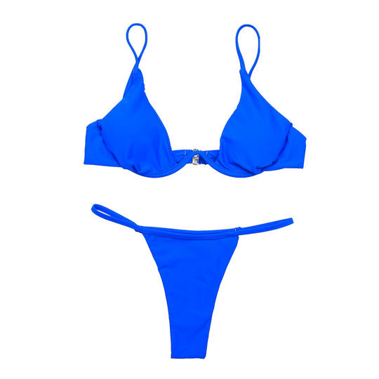 Damen Triangel-Bikini mit schimmerndem Oberteil und verstellbaren Trägern EB