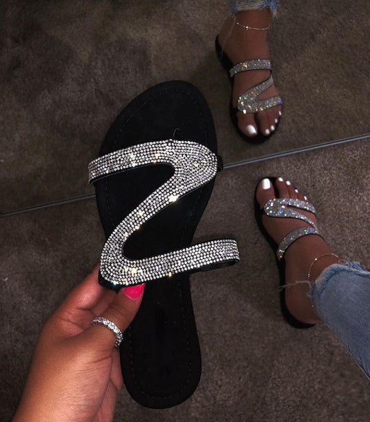 Damen Glamouröse Riemchen-Sandalen mit Strass-Applikationen EB