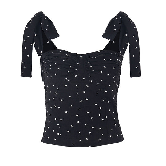 Damen Trägertop mit Rüschendetails und verspieltem Punktedesign EB
