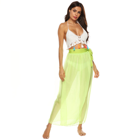 Damen transparenter Strandrock mit eleganter Schleifenoptik EB