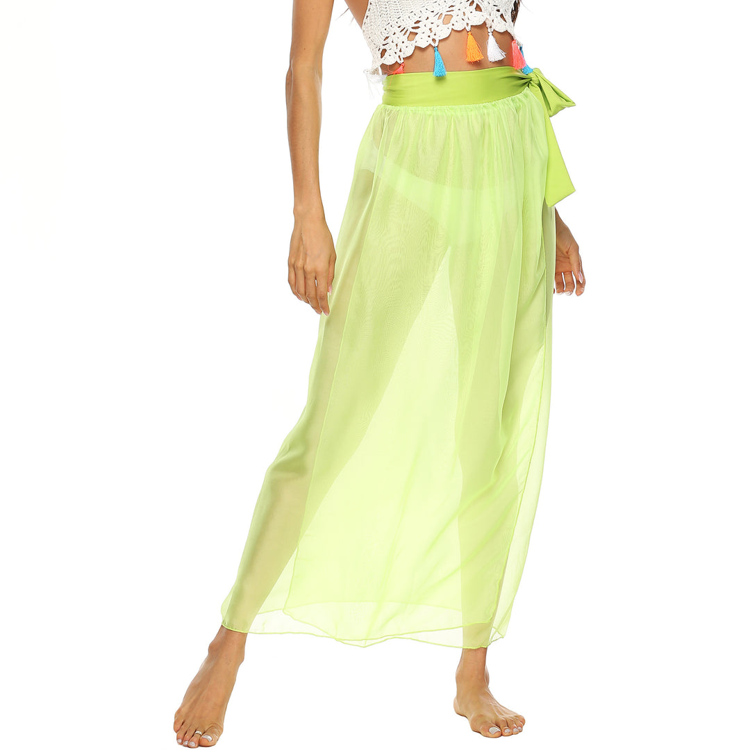 Damen transparenter Strandrock mit eleganter Schleifenoptik EB