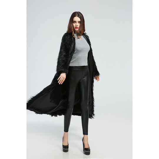 Damen Eleganter Midikleid mit luxuriösem Kunstfell EB