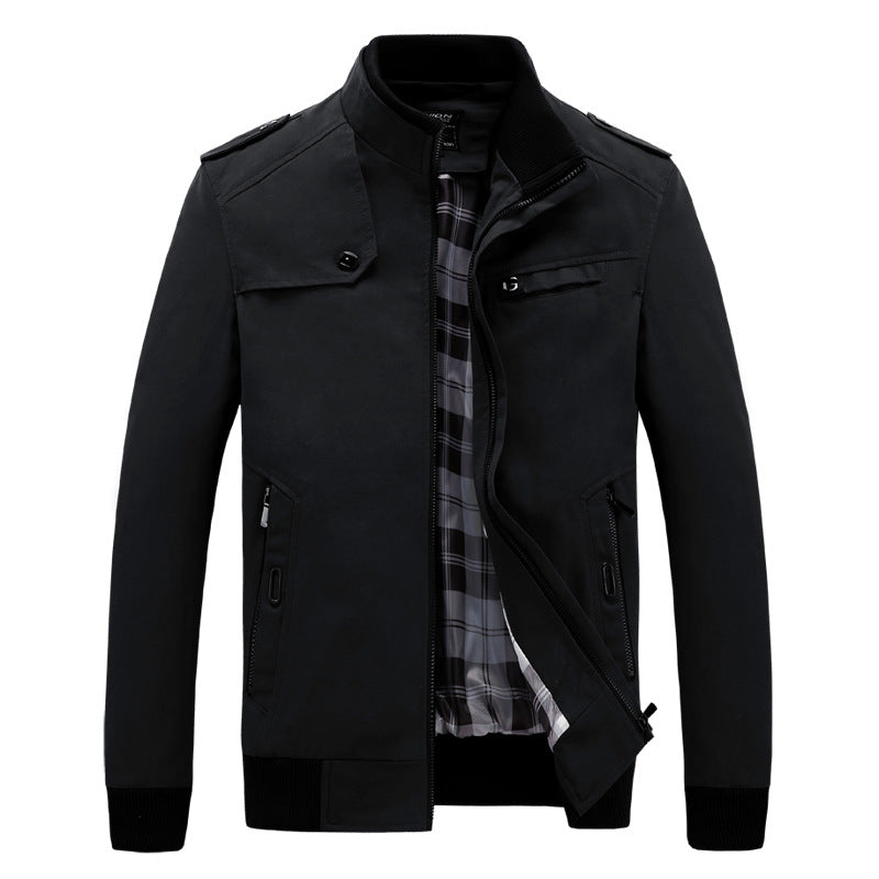 Herren modische Feldjacke mit praktischen Taschen und hohem Kragen EB