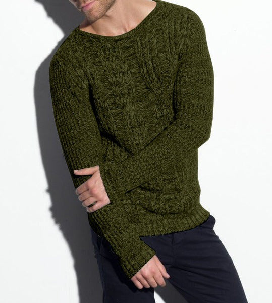 Herren Grobstrickpullover mit strukturiertem Zopfdesign und lässigem Rundhalsausschnitt EB