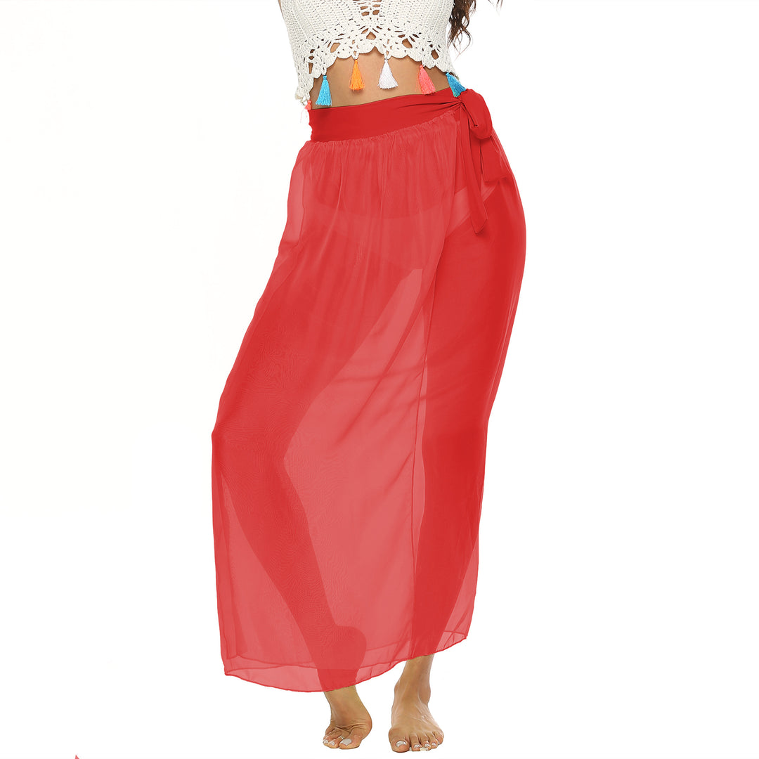 Damen transparenter Strandrock mit eleganter Schleifenoptik EB