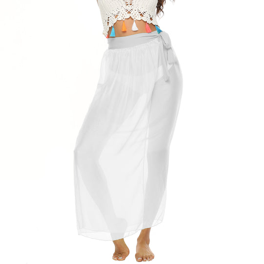 Damen transparenter Strandrock mit eleganter Schleifenoptik EB