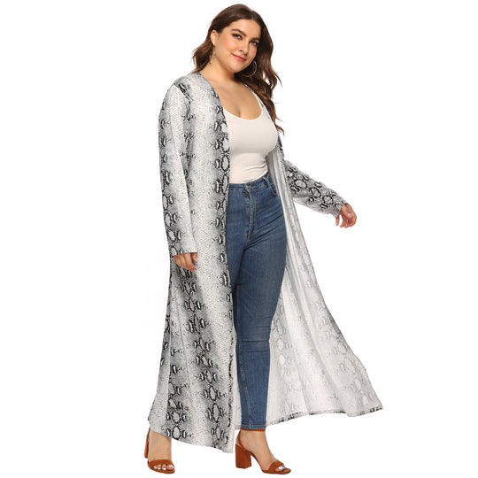 Damen eleganter langer Kimono mit Schlangenmotiv EB