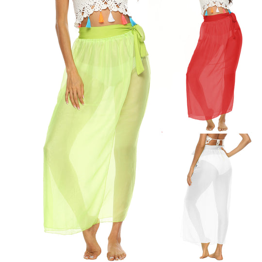 Damen transparenter Strandrock mit eleganter Schleifenoptik EB