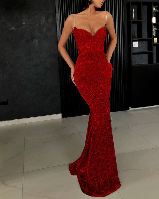 Damen Funkelndes Abendkleid im Sleek-Design EB