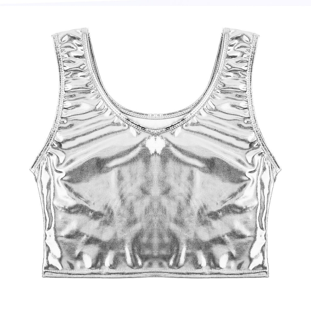 Damen Glänzendes Crop Top im Modernen Stil EB