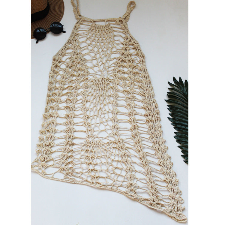 Damen Häkel-Strandkleid mit verführerischem Netzdesign EB