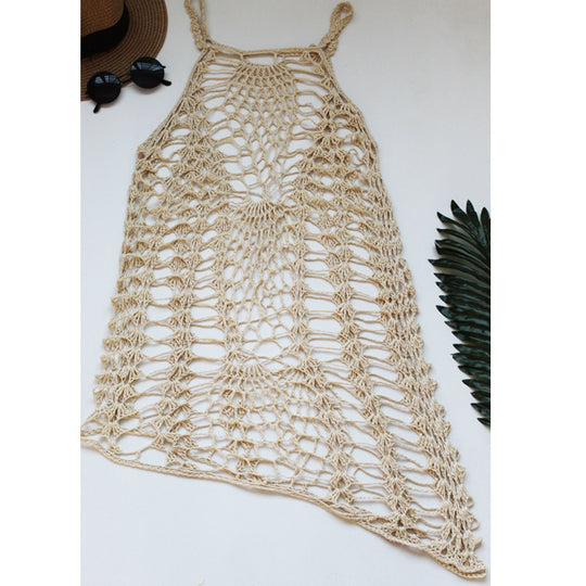 Damen Häkel-Strandkleid mit verführerischem Netzdesign EB