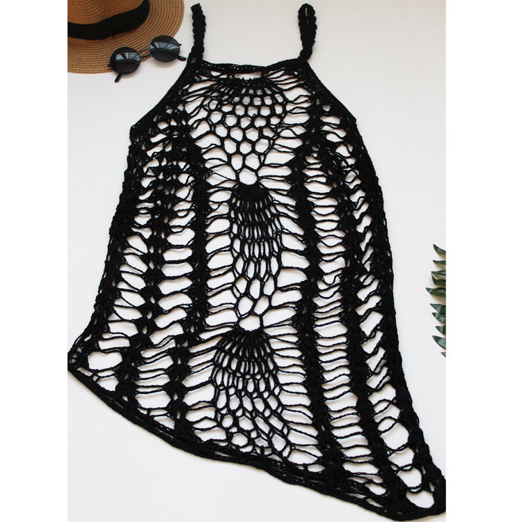 Damen Häkel-Strandkleid mit verführerischem Netzdesign EB