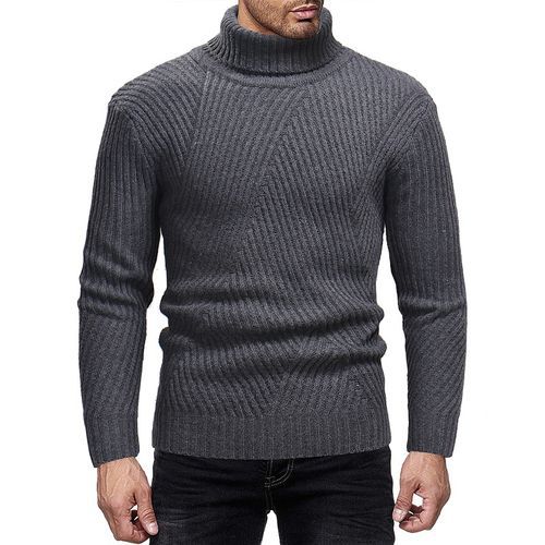 Herren Rollkragenpullover mit strukturiertem Rippdesign EB