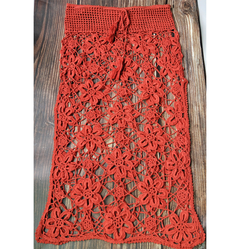 Damen Häkel-Rock mit floralen Mustern und elastischem Bund EB