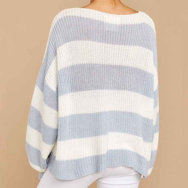 Damen lässiger Pullover mit weichem Strickmuster und Oversized-Schnitt EB