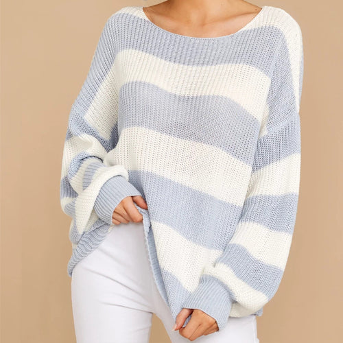 Damen lässiger Pullover mit weichem Strickmuster und Oversized-Schnitt EB